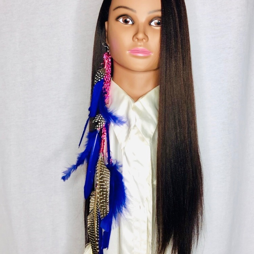 Purple Single Long Feather Earring Hair Jewelry